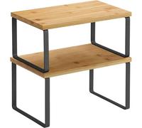 Garden Store Direct Spice Rack, Set Of 2 Cupboard Shelf Organiser, Metal And Engineered Wood Bamboo