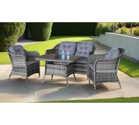 Garden Store Direct St Tropez Aluminium Rattan 4 Seat Lounge Dining Set