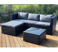 Garden Store Direct Victoria Modular 3 Piece Corner Lounge Chaise Set Black