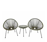 Garden Stories Acapulco Woven 3PC Bistro Set OLIVE