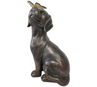 Garden Stories Timeless Solar Dog & Butterfly Statue BRONZE