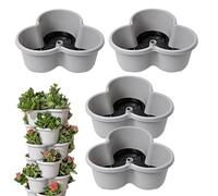 Garden Strawberry Planter - 4 Tiers Garden Towers For Vegetables | Indoor Gardening System with Flexible Wheels Tray | Vertical Garden Tower Stackable Planter 4 Tiers For Indoor/Outdoor Use