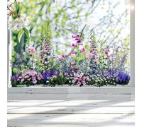 Garden Style Flower Pattern Window Sticker Removable Floral Double Sided Window Clings for Kitchen Bedroom Office School Decor
