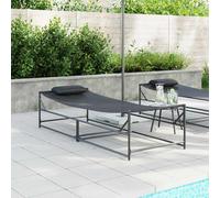 Sunbed Anthracite Textilene and Steel 200 x 74 x 73 cm Outdoor Lounger Recliner