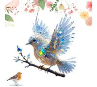 Garden Suncatcher Birds Ornaments,Multicolor Glass Birds on Branches,Window Sun Catcher,Colourful Bird Ornament,Hanging Ornaments,Wind Chimes Indoor,Window Hangings for Home Garden Decorations