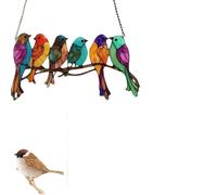 Garden Suncatcher Birds Ornaments,Multicolor Glass Birds on Branches,Window Sun Catcher,Colourful Bird Ornament,Hanging Ornaments,Wind Chimes Indoor,Window Hangings for Home Garden Decorations
