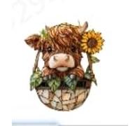 Garden Sunflower & Cartoon Yak Acrylic Hanging Decoration Window And Porch Ornament Delightful Door Hanger A Of Whimsy To Your Outdoor Space Decorative Wall Piece (Brown, 20X15cm)