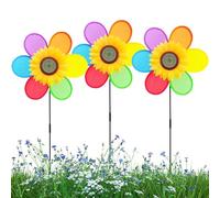 Garden Sunflower Spinner, 3 Pack Decorative Windmills, Rust-Resistant Metal Stakes For Lawn Balcony Yard Decoration, Colorful Art, Rotating Flower Ornament Home Garden Landscape