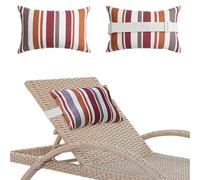 Garden Sunlounger Head Pillows - 2-Pack Waterproof Head Cushion with Adjustable Elastic Band & Striped Print,Sunlounger Cushions Only for Patio, Garden, Deck Chairs, Folding Hanging & Camping Outdoor