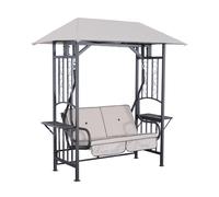 Garden Swing 2-Seater Metal Frame Beige Polyester Canopy 194x120x212cm with 2pcs