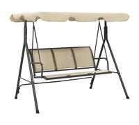 Garden Swing Bench 3 Seater Patio Seat Adjustable Canipy Black Weatherproof
