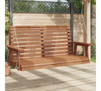 Garden Swing Bench Brown Solid Fir Wood 122.5x63x56cm with Galv Iron 3.2m Chains