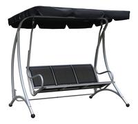 Garden Swing Chair 3 Person Patio Lounger Adjustable Canopy Black Seat Steel