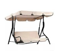 Garden Swing Chair Cover Waterproof 3-Seater Replacement Canopy Top 210D Oxford Cloth Outdoor Patio Swing Roof Cover 164x114x15cm(Beige)
