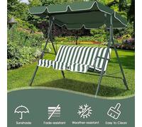 Garden Swing Chair for 23 People Adjustable Canopy Outdoor Patio Bench Durable Garden Hammock Green Color 190x132x15CM Perfect for Backyard Relaxation