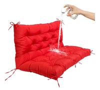 Garden Swing Cushions for 2-4 Seats, Waterproof Bench Cushions with 10cm Thick Backrest, Outdoor Patio Furniture Cushion, Red, 120cm