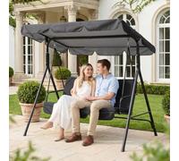 Garden Swing for Top Cover Set,Three Pedestal Garden Swing Canopy Replacement Set,featuring Weather Resistant 210D Oxford Top Cover and Seat Cover,for Outdoor Patio Furniture(Black 195 * 125 * 15)