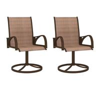 vidaXL 2x Garden Swivel Chairs Textilene and Steel Brown Outdoor Armchair