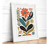 Garden Symmetry Botanical Framed Wall Art Print A3 (42×29.7cm) White, Wall Decor for Living Room, Bedroom, Office & Home, Ready to Hang, Art Gift