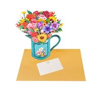 Garden Symphony Mixed Flower 3D Pop Up Pitcher Vase Greeting Card