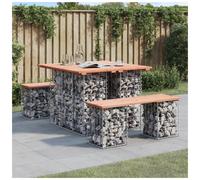Garden Table 100x102x72 cm Solid Pine Top Galvanised Gabion Base Natural Douglas