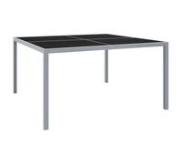 Garden Table 130x130x72 cm Grey Steel Frame Tempered Glass Top Outdoor 4-Seater