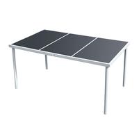 vidaXL Outdoor Dining Table Black Glass Tabletop Garden Patio Furniture Stand