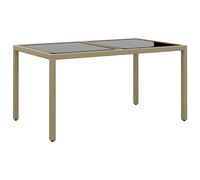 Garden Table 150x90x75 cm Tempered Glass and Poly Rattan Beige Berkfield Home Beige One Size