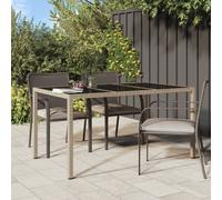Garden Table 150x90x75 cm Tempered Glass and Poly Rattan Beige Berkfield Home Beige One Size