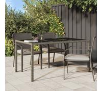 Garden Table 150x90x75 cm Tempered Glass and Poly Rattan Grey Berkfield Home Grey One Size