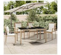 Garden Table with Wooden Top Coffee Table Outdoor End Table Poly Rattan vidaXL