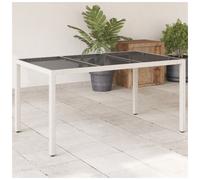 Garden Table 150x90x75cm Light Grey PE Rattan Powder-Coated Steel Tempered Glass