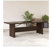 Garden table 240x90x75 cm Brown PE Rattan Tempered Glass Outdoor Dining Seats 8
