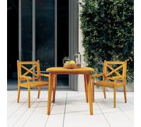 Garden Table 85cm Diameter Round Solid Acacia Wood Natural Oil Finish 75cm High