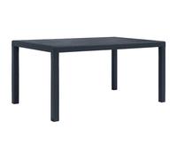 Garden Table Anthracite 150x90x72cm Plastic Rattan Look Weatherproof Outdoor Use