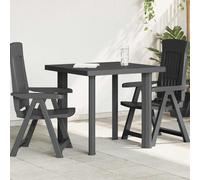 Garden Table Anthracite Plastic 80x75x72cm Weatherproof Outdoor Umbrella Hole V2