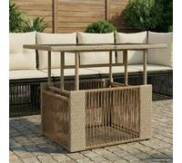 Garden Table Beige 100x55cm PE Rattan Glass Top Rectangular Outdoor Patio Small