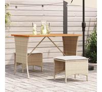 (beige) vidaXL Garden Table with Acacia Wood Top Black 105x75x72 cm Poly Rattan
