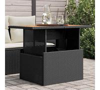 vidaXL Garden Table Outdoor Dining Table Black Poly Rattan and Acacia Wood