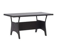 Garden Table Black 120x70x66 cm PE Rattan Top Powder-Coated Steel Frame, Outdoor