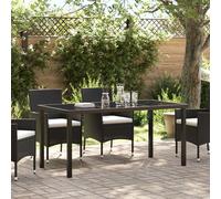 Garden Table Black 160x80x73 cm Tempered Glass Berkfield Home Grey One Size