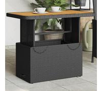 Garden Table Black 90x55x71 cm PE Rattan Acacia Wood Adjustable Outdoor LiftTop