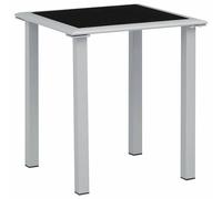 Garden Table Black and Silver Steel Glass Coffee Outdoor Patio Desk vidaXL