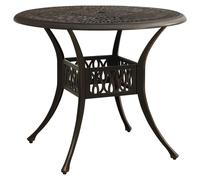 Garden Table Bronze Cast Aluminium 90x90x74 cm Patio Tea Table Umbrella Hole Set