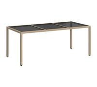 Garden Table Brown Tempered Glass&Poly Rattan Patio Table Multi Colours vidaXL