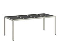 Garden Table Brown Tempered Glass&Poly Rattan Patio Table Multi Colours vidaXL