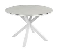 Beliani Garden Dining Table Maletto 120 Cm 120 Cm Glass Taupe