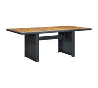 Garden Table Dark Grey and Brown PE Rattan 200x100x74cm Steel Frame Glass Top XL