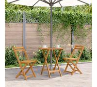 Garden Table Folding 70cm Round Natural Acacia Wood 70x75cm Outdoor Weatherproof