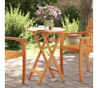 Garden Table Folding Solid Acacia Wood Natural Ø60x75 cm Parasol Hole Outdoor UK